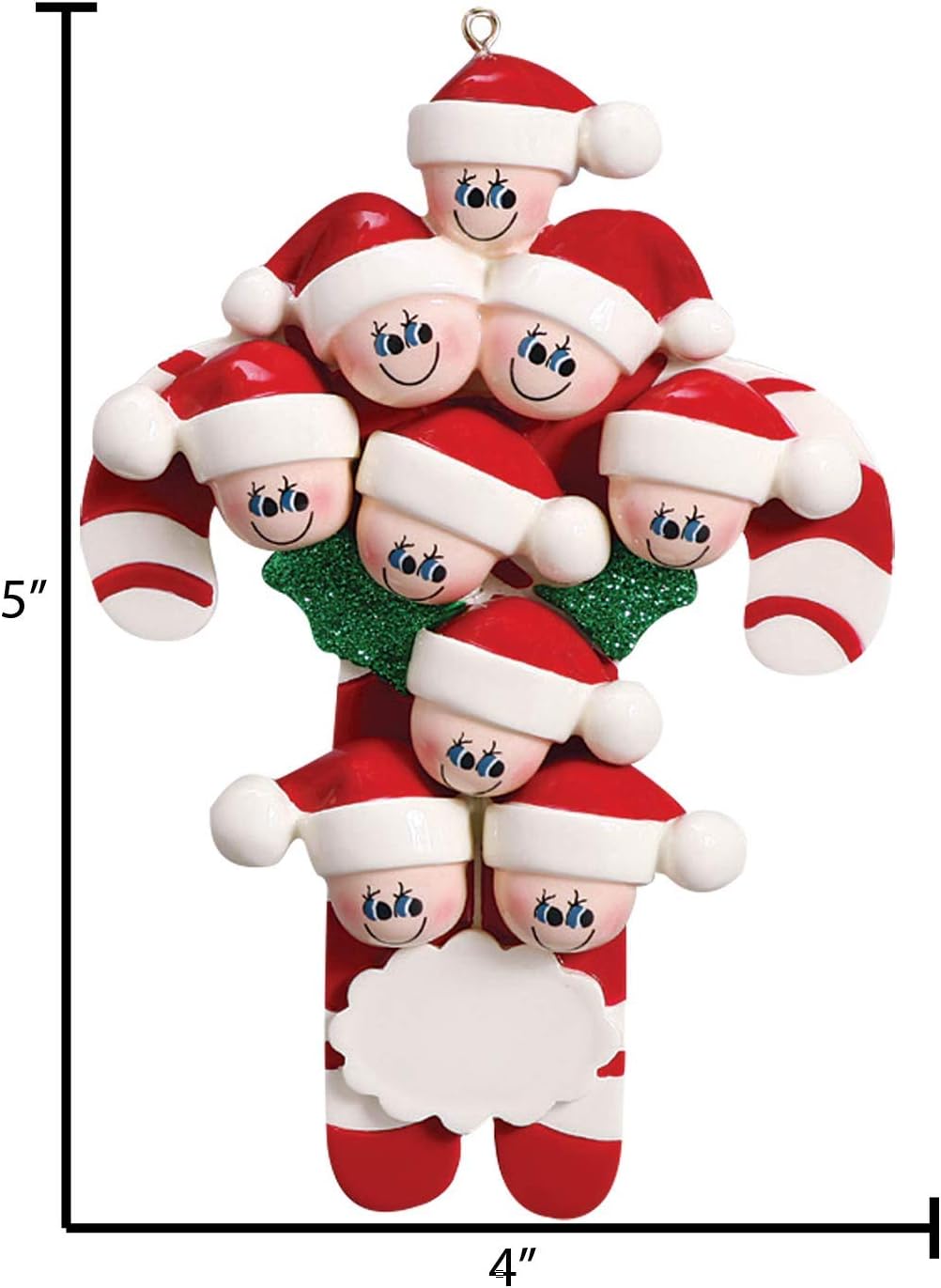 Candy Cane Family of 9 Ornament 2025 Personalized Family Christmas Ornaments 2025 | Holiday Keepsake Holly Berries Personalized Tree Ornaments for Grandchildren, Siblings & Grandkids of Nine Ornament