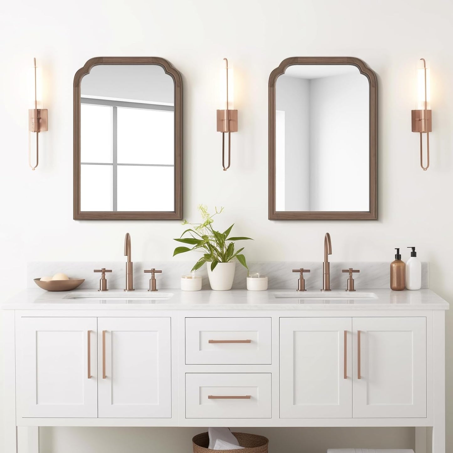 WallBeyond Wood Bathroom Mirrors for Wall Mounted, 20" x 30" Rustic Wood Frame Wall Mirrors Decorative for Living Room or Bedroom Vanity Mirror (Walnut)