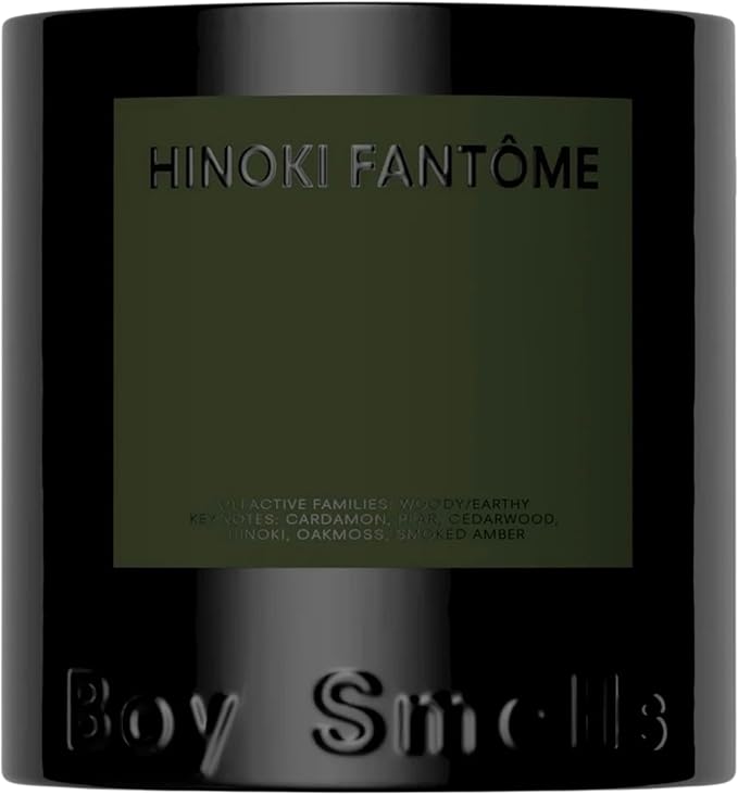 Hinoki Fantôme Scented Candles for Men and Women - 8.5 oz - Soy, Coconut Wax Candle Blend - Aromatic Candles for Home with Japanese Cypress, Jasmine and Smoked Amber - 50-Hour Burn - Cotton Wick