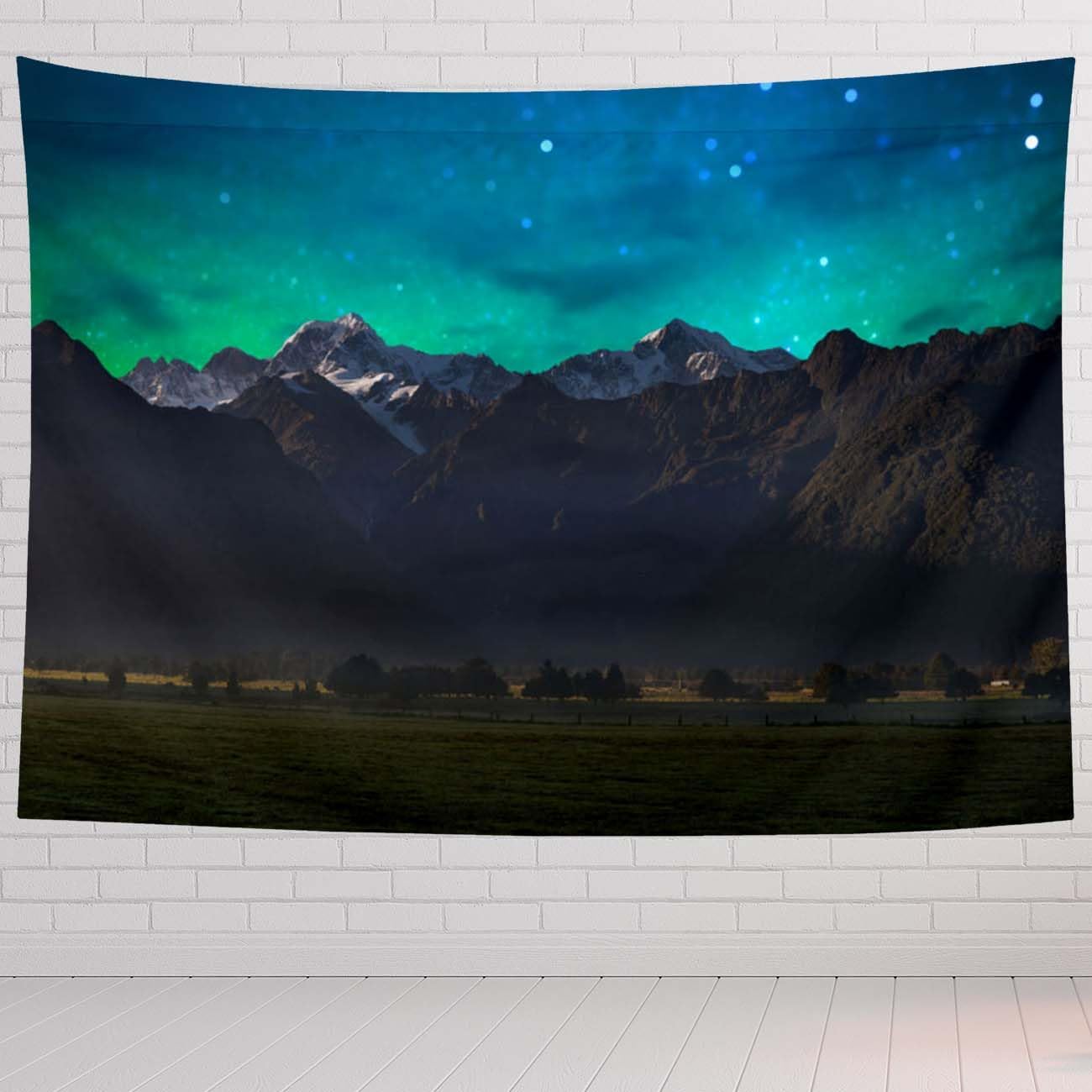 Mountain Tapestry For Bedroom Mount Cook And Lake Matheson New Zealand With Milky Way Tapestries Wall Hanging For Living Room Dorm Office 60×50 In
