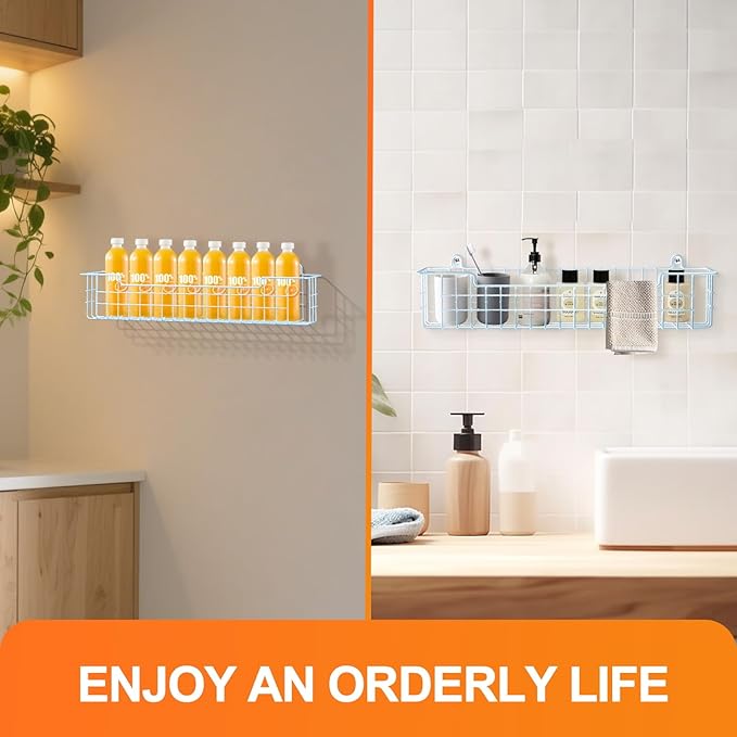 Spice Rack, 4-Pack Seasoning Organizer Wall Mount for Kitchen Storage Organization, Metal Spice Holder Shelf Saving Space for Cabinet, RV, Pantry, Blue