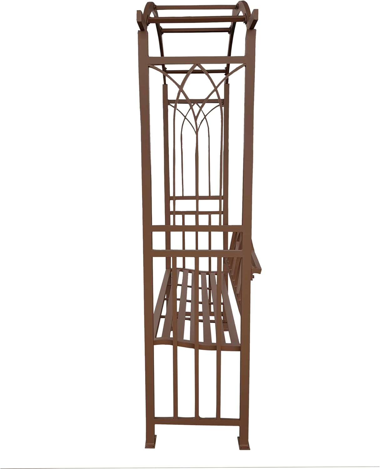 Brown Aluminum Garden Arbor Arch with 2-Seater Bench