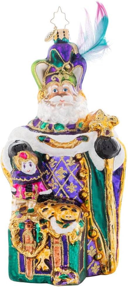 Christopher Radko Hand-Crafted European Glass Christmas Decorative Ornament, Mardi Gras Claus