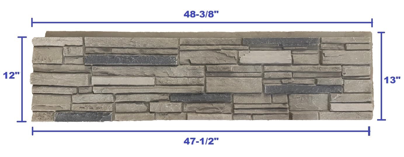 OTECKO 6-Pack Faux Stone Wall Panel 48 in x 13 in x 2 in Stacked Stone High Density Polyurethane Wall Siding Panels 24 sq ft, Easy Install, Interior/Exterior Arizona Trail (Light Gray)