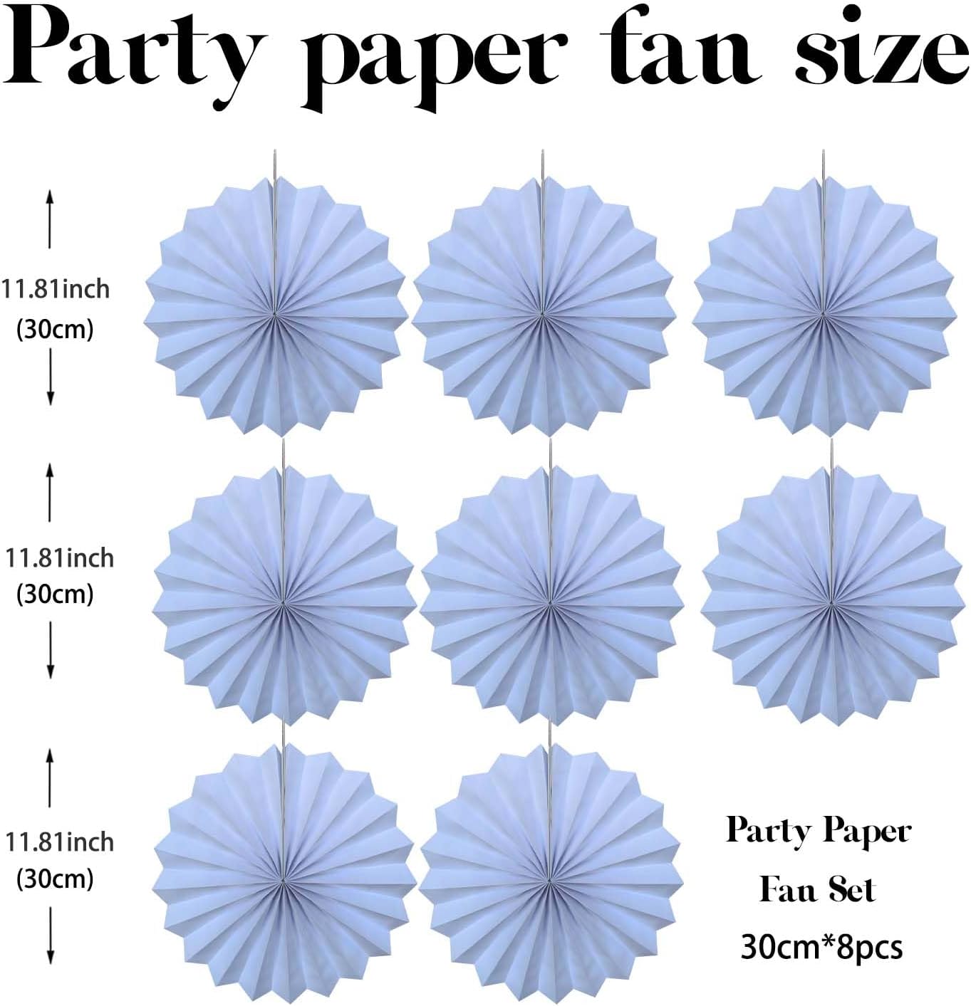 White Party Decorations,Wedding Decorations for Party Events Accessories,White Birthday Decor,Anniversary Decorations,Birthday Decorations for Men 12in Hanging Paper Fans 30 Color DIY Set(White)