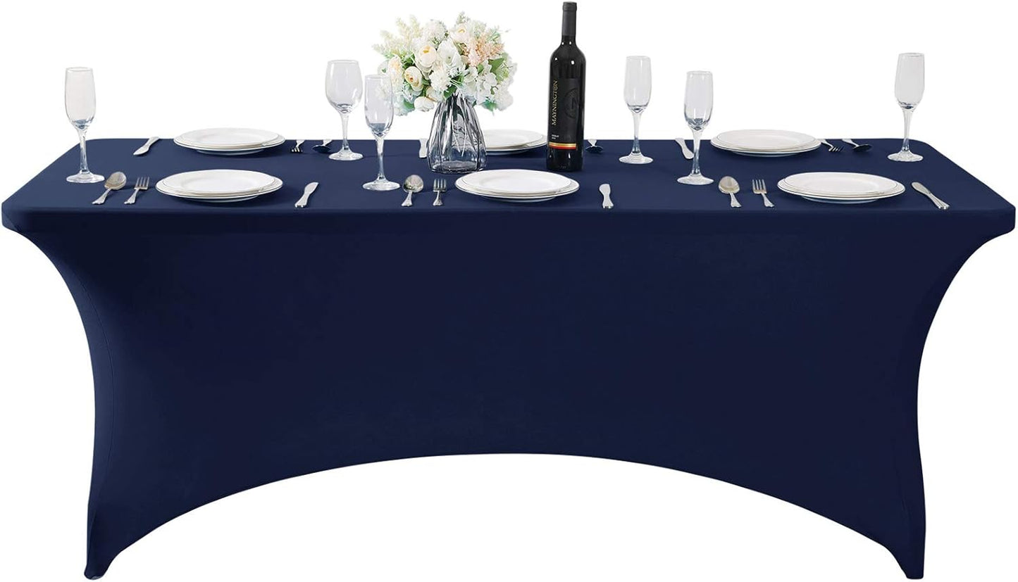 Spandex Table Cover for 6Ft or 4fT or 8ft Table Universal Fitted Stretch Tablecloth for Party, Banquet, Wedding and Events-Navy