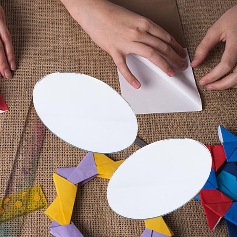 NOLITOY 10Pcs Mini Oval Lens Mirror, Decorative Crafts Glass Mosaic Tile Pieces for DIY Craft Projects Home Decor