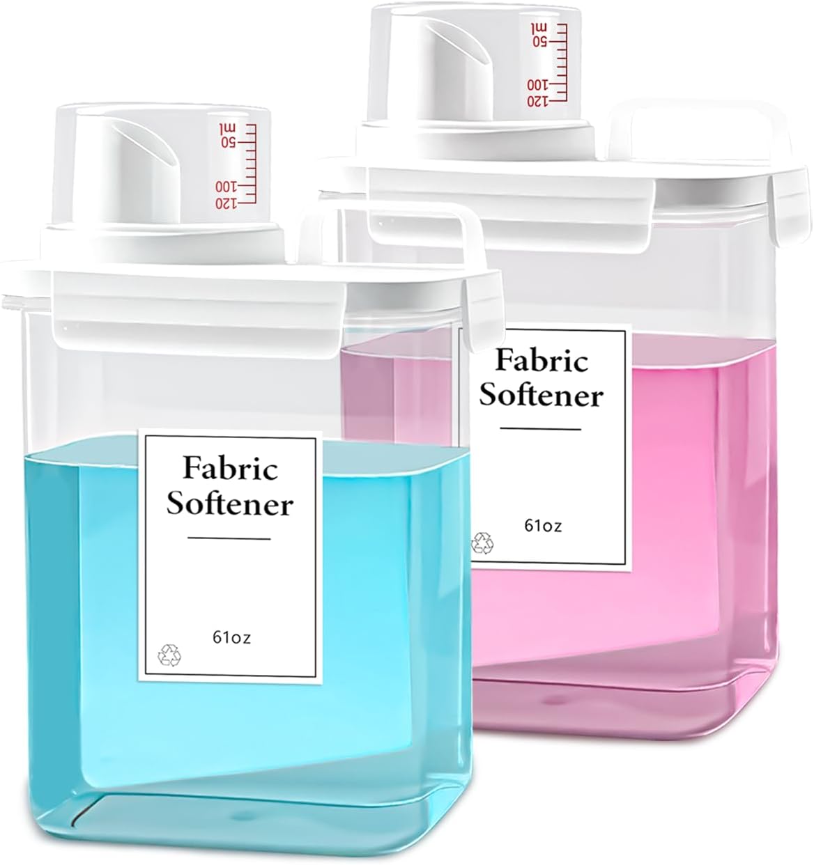 2 Pack Laundry Detergent Dispenser, 61oz Detergent Dispenser, Refluxable Laundry Detergent Container, Plastic Liquid Laundry Detergent Dispenser for Laundry Room Organization with 6 Labels