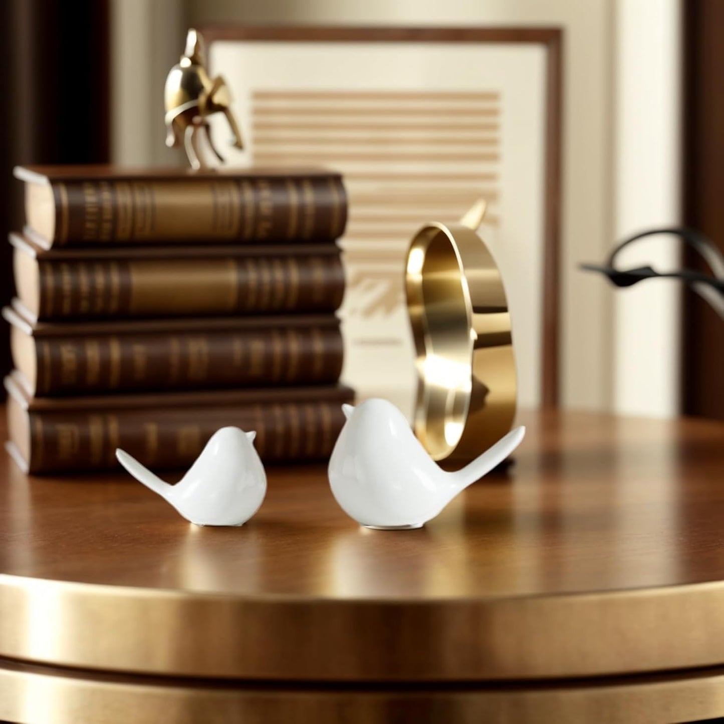 2 Pcs Small Animal Statues, White Bird Home Decor, Cute White Fat Bird Modern Home Decorative, Ceramic Decor for Office Desktop, Bookshelf, Bedroom, Living Room, Cabinets (New)