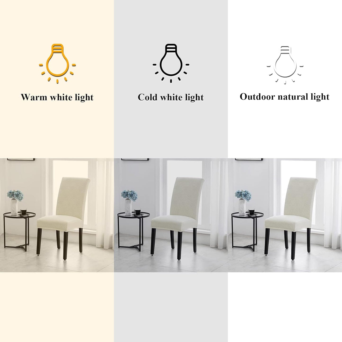 Joccun Chair Covers for Dining Room Set of 2, Dining Chair Slipcovers Stretch Dining Room Chair Covers Seat Protector,Washable Parsons Chair Cover for Home,Hotel,Banquet(Ivory,2 Pack)