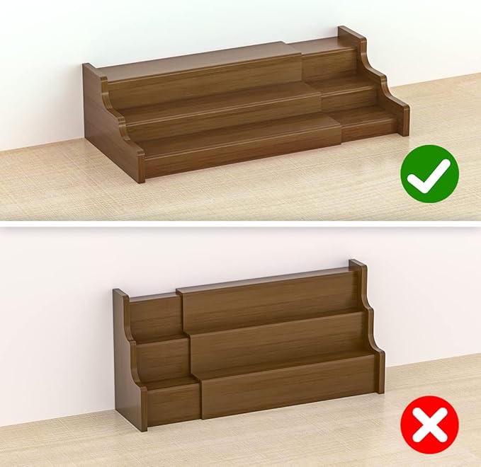 Bamboo Spice Rack Cabinet Organizer - 3 Tier Wooden Expandable Walnut Display Shelf