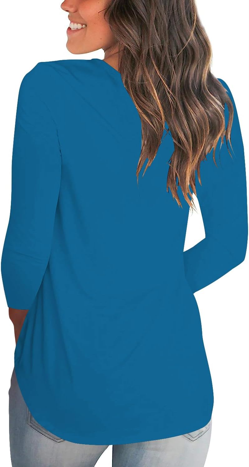 Tobrief Women's Long Sleeve V-Neck Shirts Fall Graphic Tees Loose Casual T-Shirt