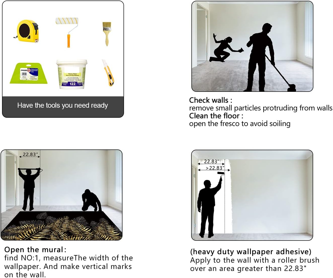 Black and Gold Leaf Mural Bedroom Tropical Botanical Wallpaper Room Plant Decor Living Room tv Background Large Wall Mural - 160"x108" (Not Peel and Stick)