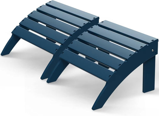 GreenVines Adirondack Ottoman Set of 2, HDPE All Weather Outdoor Folding Footrest, Plastic Adirondack Chair Footstool for Deck Backyard Patio Outside Poolside Porch Lawn, 19.7 inch Width, Blue
