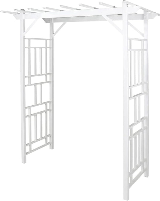Dura-Trel Wellington Arbor, Vinyl Garden Archway for Outdoors, White, 72" x 85" - Backyard Decorative Arch for Pathways & Entrances w/ Trellis Sides for Climbing Plants, Vines & Flowers