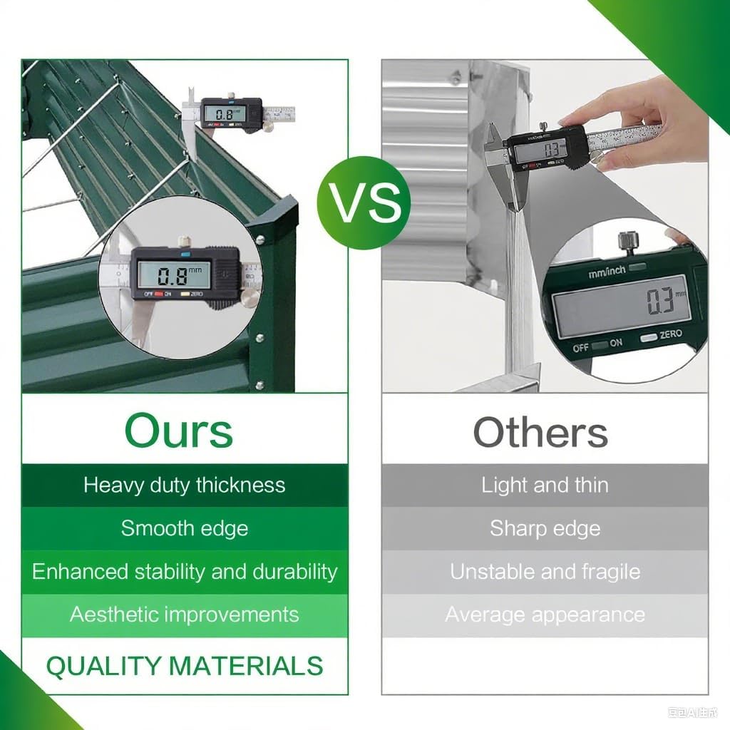 GARDMAX 8x4x2FT Galvanized Raised Garden Bed Kit, Metal Planter Boxes Outdoor with Easy Assembly, Large Garden Bed for Vegetables, Fruits, Flower, Herbs Rectangle Dark Green