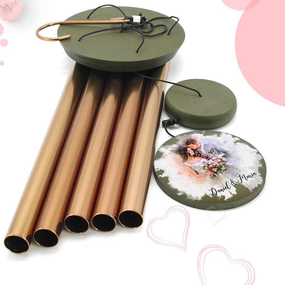 ASTARIN Personalized 20th 50th Anniversary Wind Chime, Happy Anniversary Wedding Valentine's Day Gift for Wife Husband Men Women Sister, Golden Anniversary Keepsake Decorations for Parents Couples