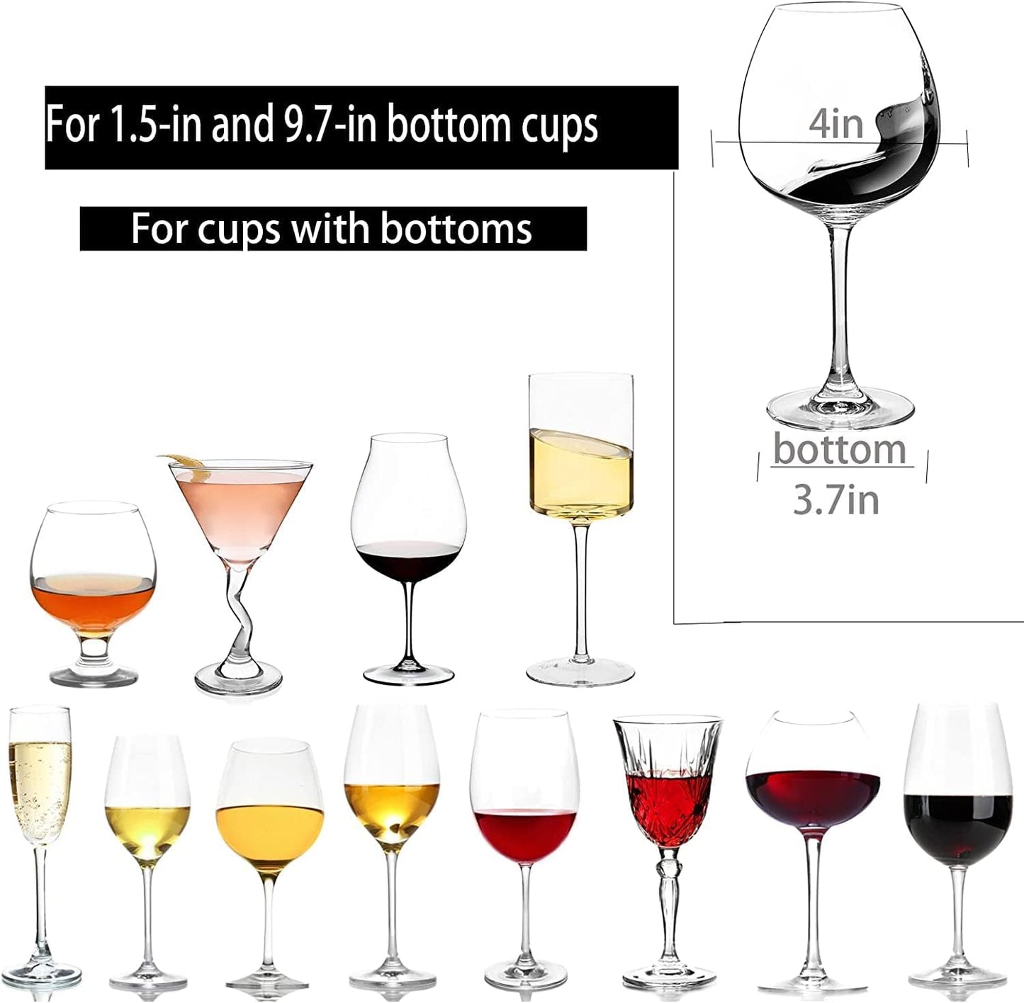 Wine Glass Holder - Hangers Under Shelf Cabinet Stemware Wine Glass Rack Glasses Storage Hanger Metal Hanging Organizer for Bar Kitchen 3 Rows 2 Packs Black