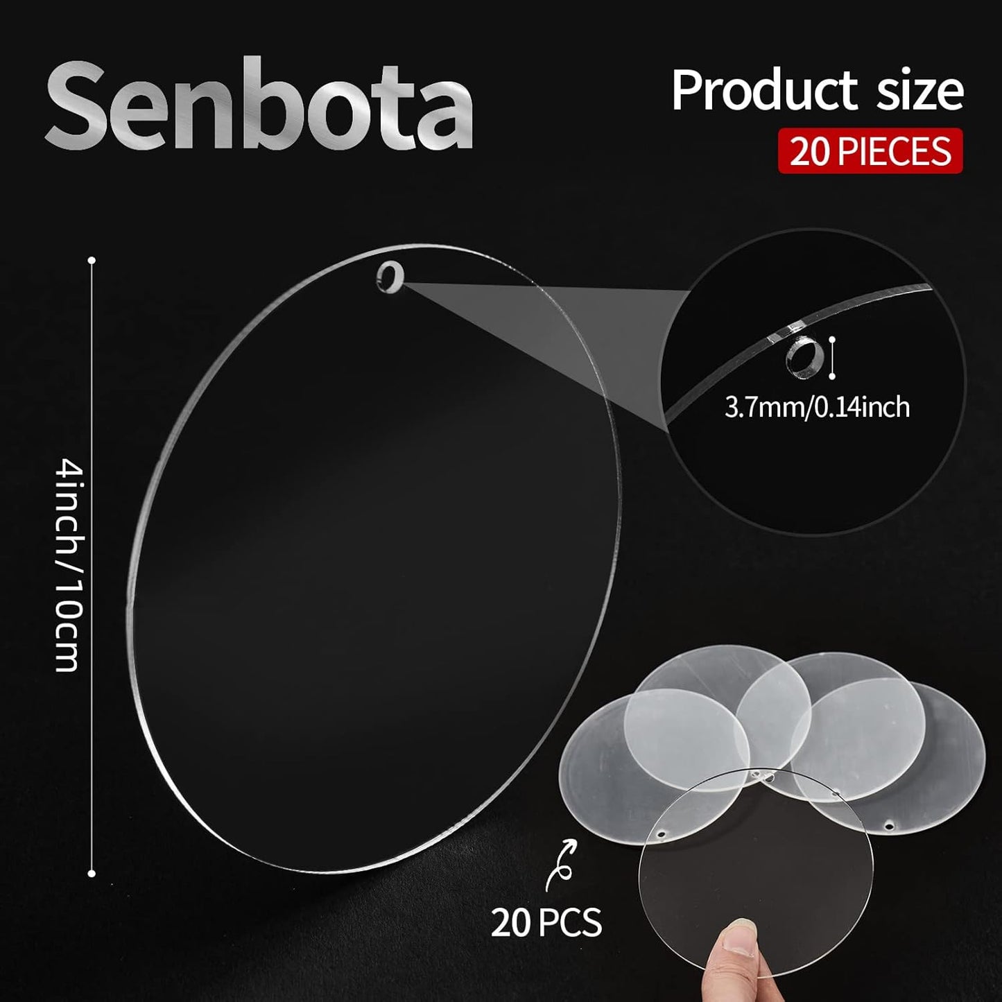 4 Inch Round Acrylic Blanks Ornament 20 Pcs Clear Acrylic Disc Circle with Holes Clear Christmas Ornaments Blanks for DIY Decor Crafting Making and Painting