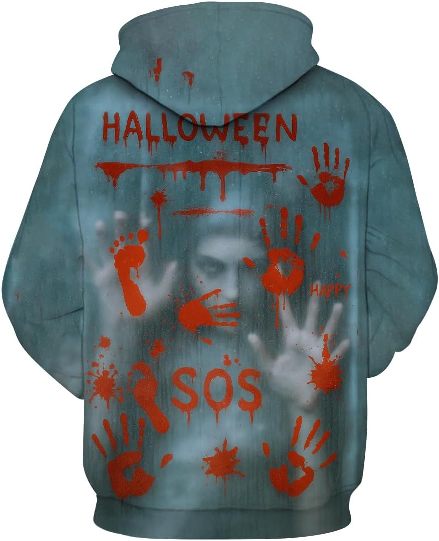 LAOLIUSN Novelty Long Sleeve Hoodie Funny Fashion Bloody Sweatshirts