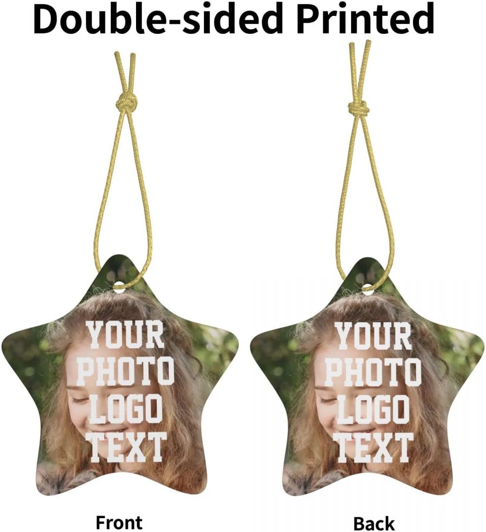 Custom Unique Photo Christmas Ornaments Personalized Family Xmas Tree Ornament with Your Picture and Text 2022 Pentagram Ornament, Decoration Gift (Pentagram)