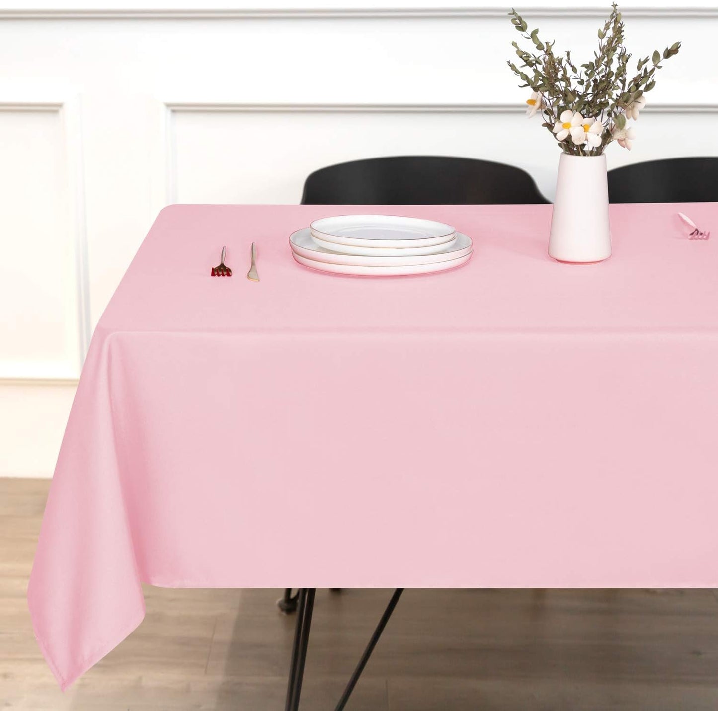 sancua Rectangle Tablecloth - 54 x 108 Inch - Stain and Wrinkle Resistant Washable Polyester Table Cloth, Decorative Fabric Table Cover for Dining Tables, Buffet Parties and Camping, Pink