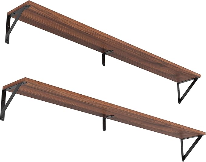 Heimlove 48 Inch Large Wall Bookshelves Set of 3, Wall Mounted Bookshelves,Heavy Duty Wooden Shelves for Living Room,Bedroom,Kitchen,Laundry Room Storage & Decor