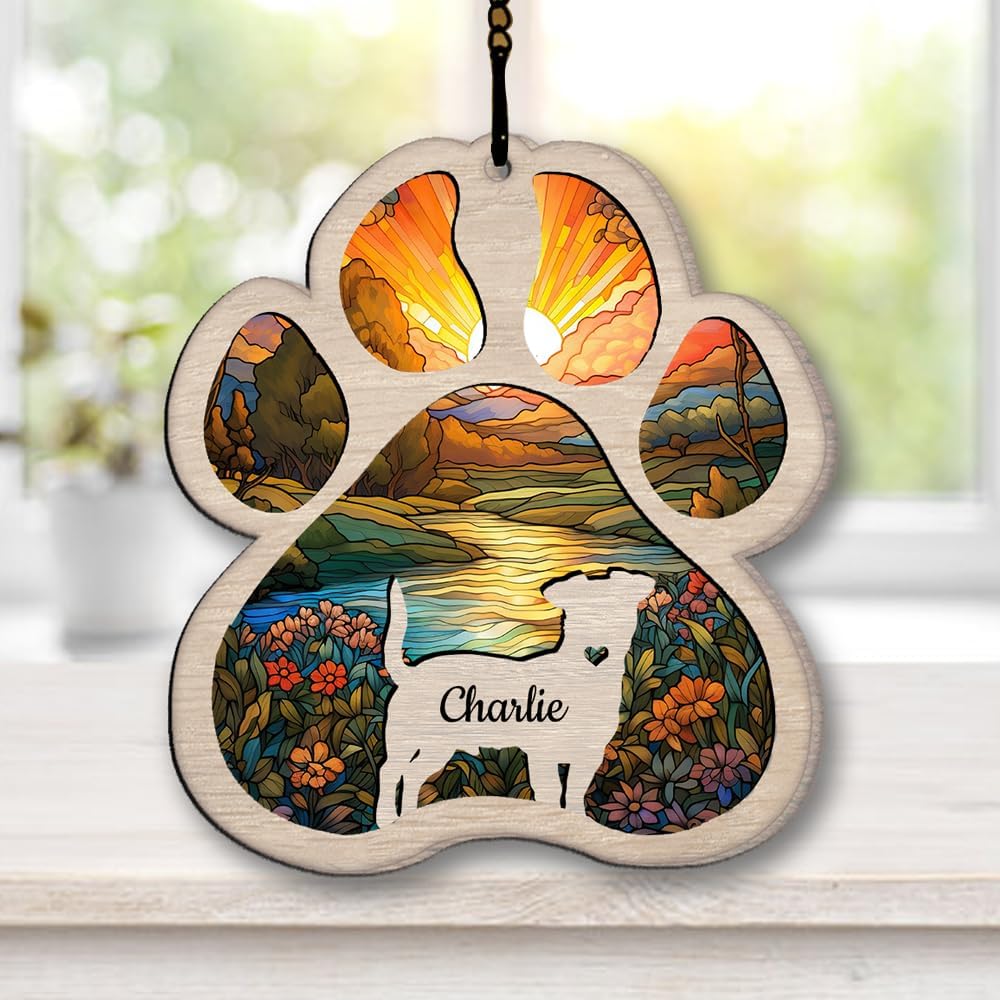 IZI POD Personalized Shih Tzu Suncatcher Dog Memorial Gifts, Custom Shih Tzu Ornament Christmas Tree, Pet Remembrance Gift, Loss of Dog Sympathy Gift, Pets Memorial Ornament, Pet Loss Suncatcher