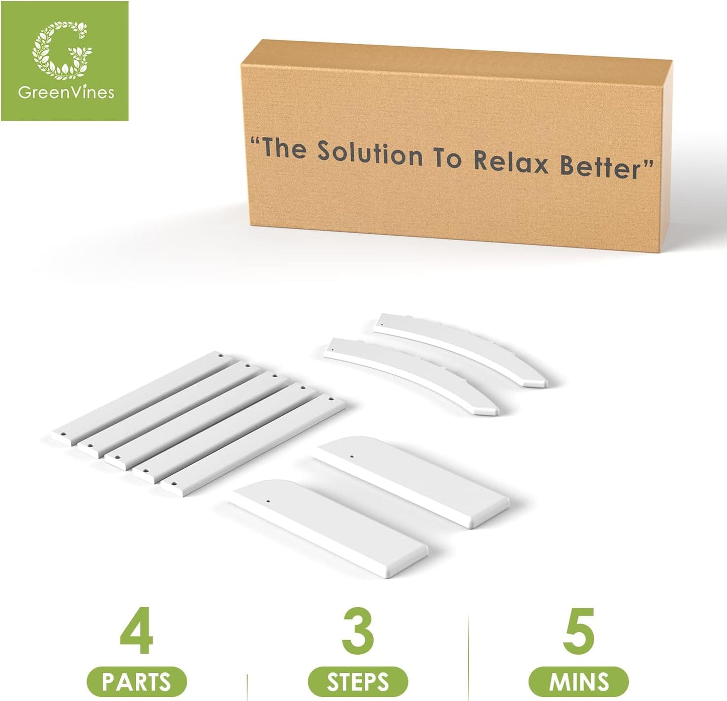 GREENVINES Adirondack-Ottoman | Set of 4 | HDPE Plastic | Outdoor Footrest | All Weather | Foot Rest | Foot Stool | White | for Adirondack Chair | for Patio Backyard Pool