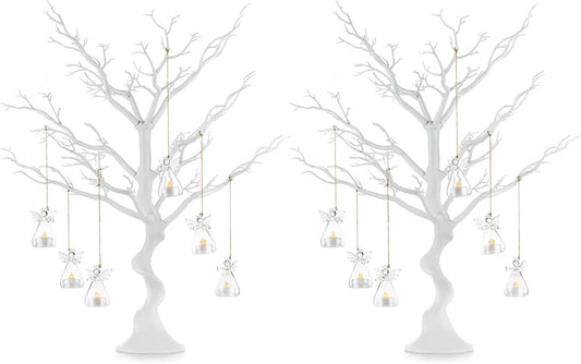 NUPTIO White Christmas Tree Branch: Artificial 30 inch Tall Halloween Manzanita Tree Centerpiece Wedding Centerpieces for Table - Decorative Ornament Display Tree for Decoration Weddings (2 Pc)