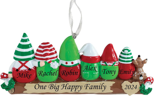 2025 Family Christmas Ornament – Personalized Ornament for Families – Custom Gnome Family Ornament – Holiday Tree Decoration Keepsake Gift (Family 6)