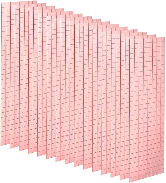 HARFINGTON 15 Sheet 7200 Pieces Self Adhesive Mirror Mosaic Tiles 5x5mm Small Square Mirror Tiles Sticker Disco Ball Stickers Mini Glass Tiles for DIY Craft Party Home Decoration, Rose Gold