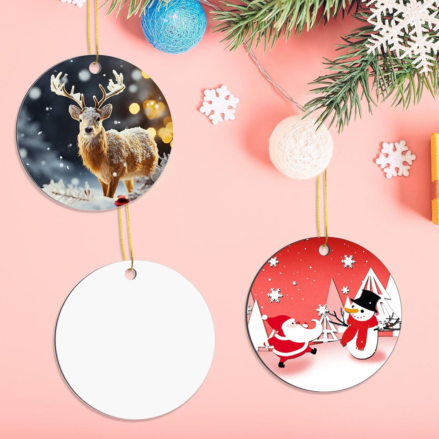 16 pcs Metal Sublimation Ornament Blanks，Christmas Ornaments Sublimation Christma Ornament Blanks for Christmas Tree Decor Blank Ornaments，DIY Handmade Crafts Double Sided Sublimation Ornaments