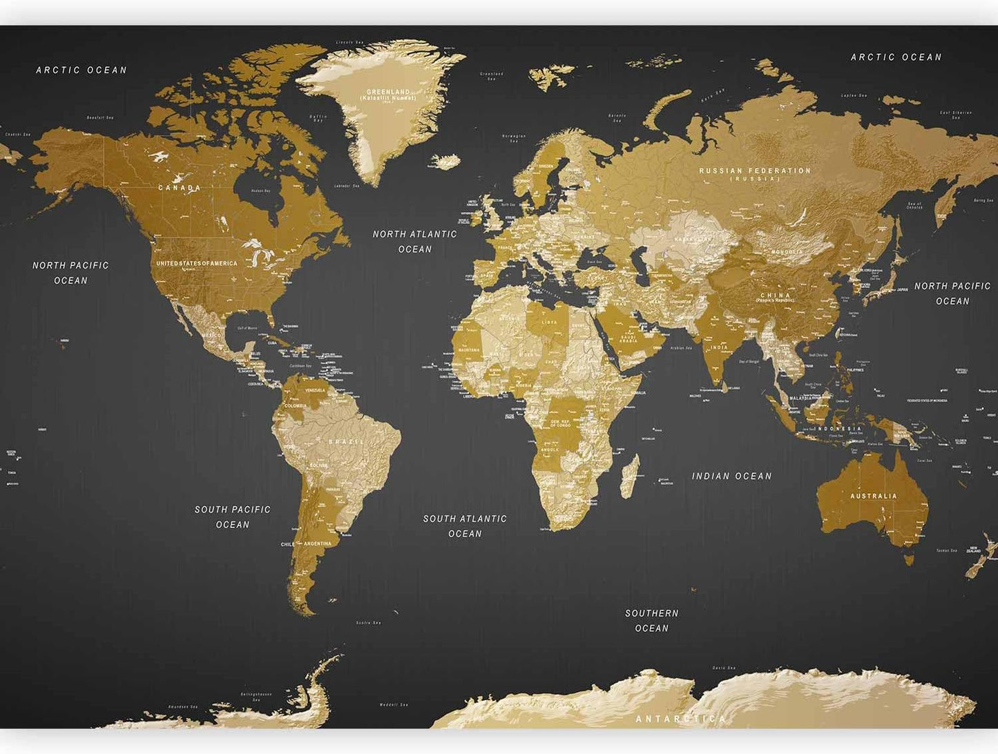 artgeist Premium Wall Mural World Map 177x124 in - XXL Non-Woven Wallpaper Fleece Wall Decor Photo Print Picture Image Design Home Map of The World k-A-0092-a-a