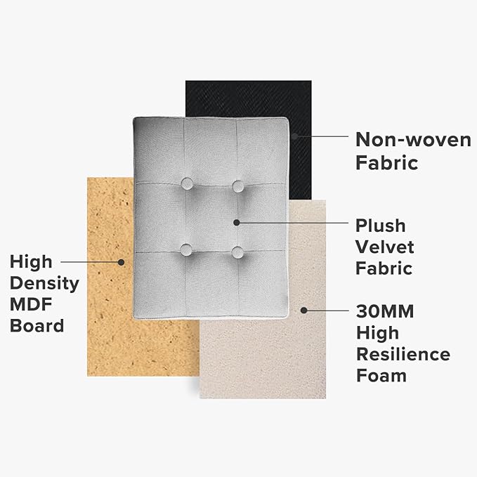 LINMAGCO Ottoman Storage Ottoman with Storage Small Foot Rest Stool Under Desk Stool Short Folding Footrest Linen Cloth Light Gray 16X12X12IN