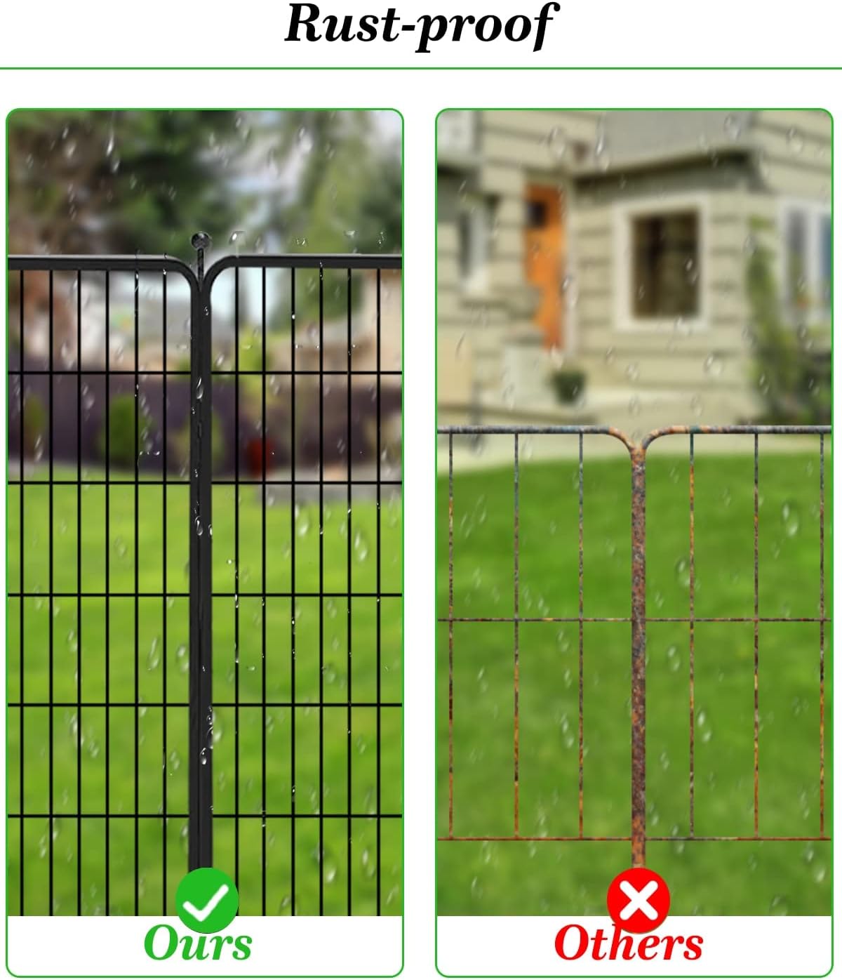 Decorative Black Metal Fencing Garden Fence with Gate, 50ft(L) 40in(H) 22 Fence Panels No Dig Fence Rustproof Animal Barrier Fence Temporary Dog Panels Fencing Outdoor