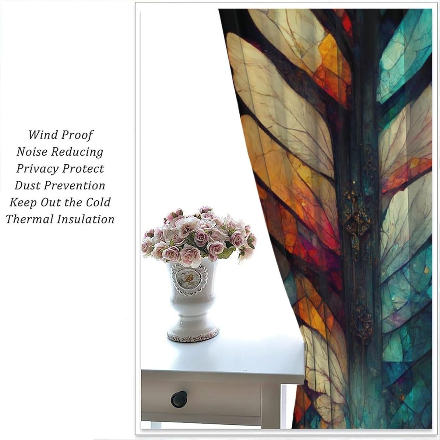 Stained Glass Curtains,Vintage Magical Colorful Abstract Art Home Decor Drapes for Bedroom Living Room Kitchen Window Treatment 2 Panels Set Total Size 52" W X 84" L Inch