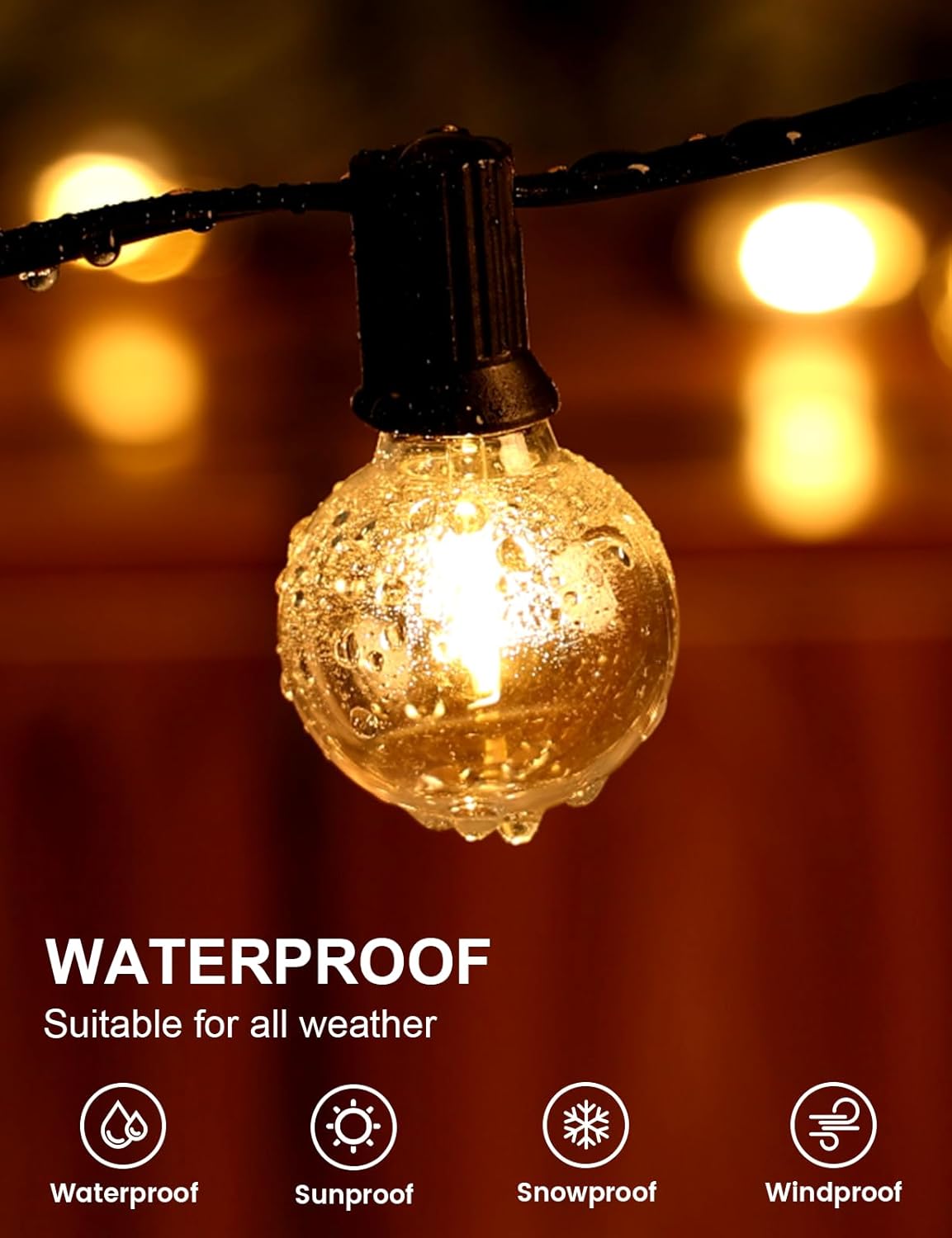 RTTY Outdoor String Lights 50 FT Globe LED Patio Lights with G40 Plastic Bulbs,Waterproof Shatterproof Dimmable Connectable Hanging for Backyard Porch Balcony Party Cafe Deck Decor