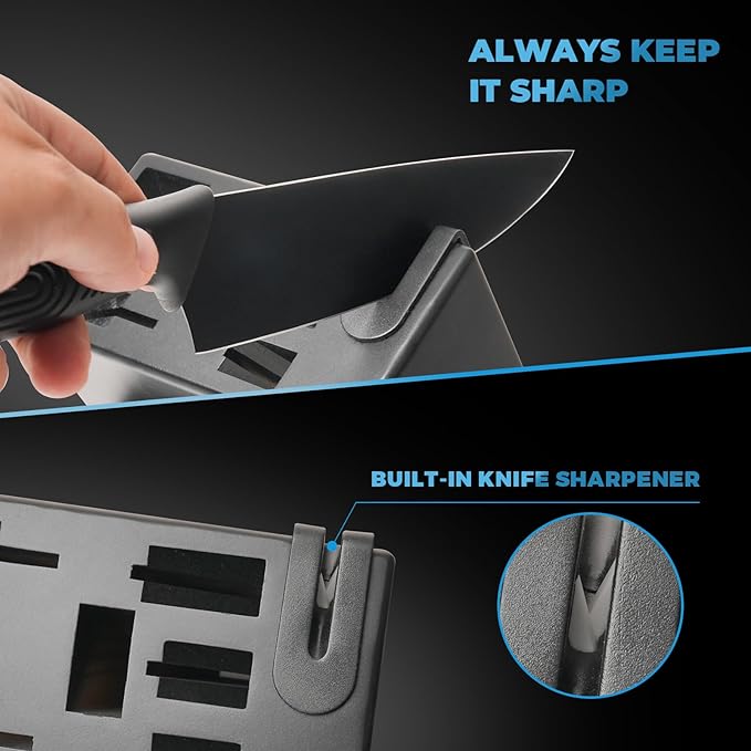 ZHANG XIAO QUAN SINCE 1628 15Pcs Knife Sets for Kitchen with Block,Knife Set with Built-in Sharpener Dishwasher Safe（Master A）