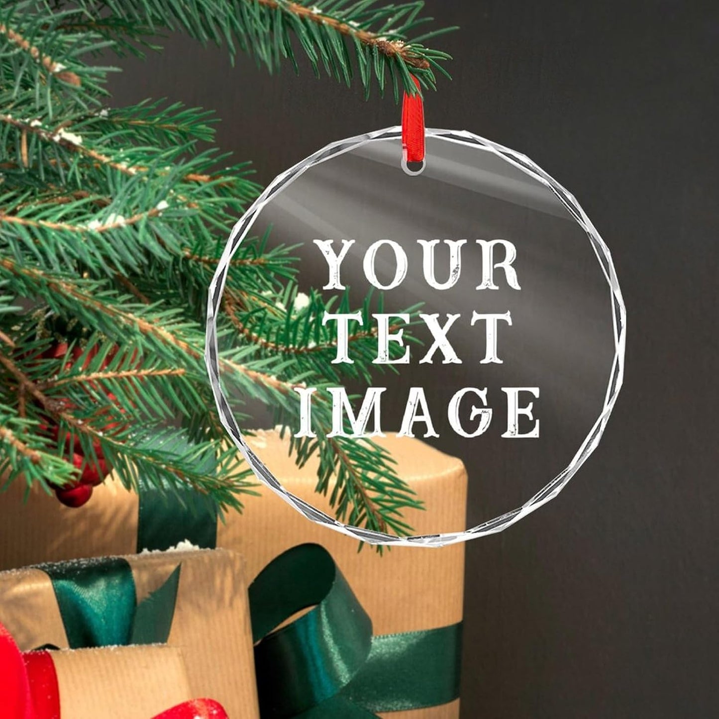 Personalized Christmas Ornaments - Custom Picture & Text Ornaments for Christmas 2024, Baby's 1st Christmas Ornament with Picture for Xmas Tree Custom Gifts for Family, Mom, Dad, Friend (Glass)