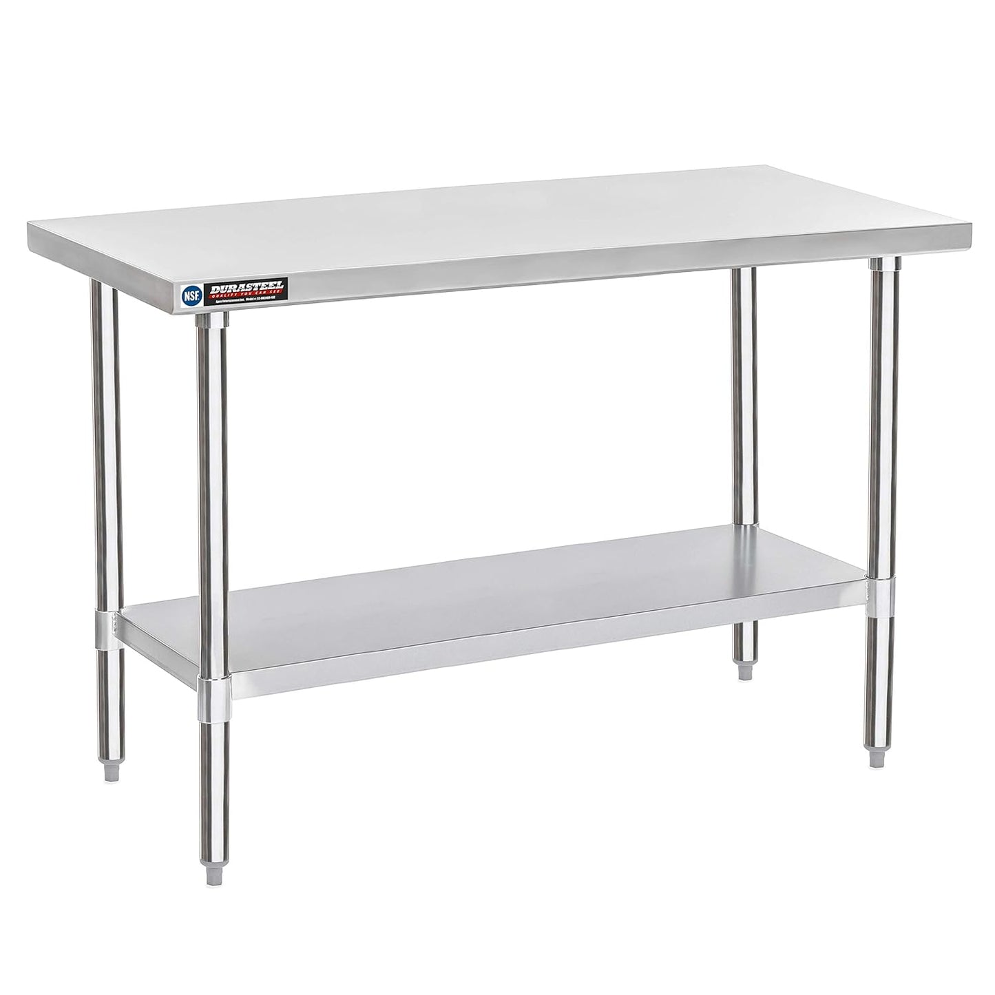 DuraSteel 24x60 Stainless Steel Work Table - NSF Commercial Prep Metal Table - Outdoor Pizza Oven Stand w/Under Shelf - Kitchen Island Laundry Utility Garage Microwave Stand Large Rolling Storage Cart