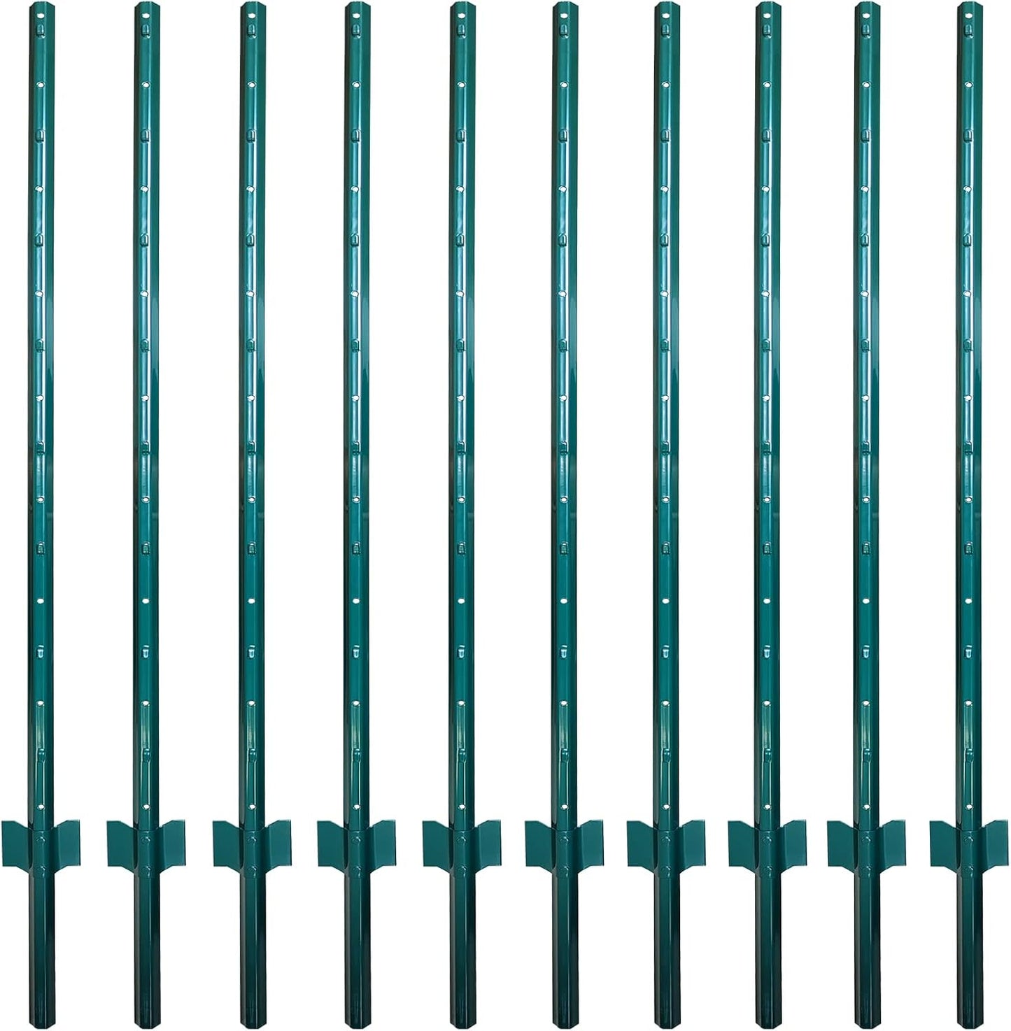 ARIFARO Fence Posts 5 Feet Sturdy Duty Metal Fencing Fencing Poles, Pack of 10, No Dig Garden T Post for Wire Fencing Steel Poles for Yard, Outdoor Wire