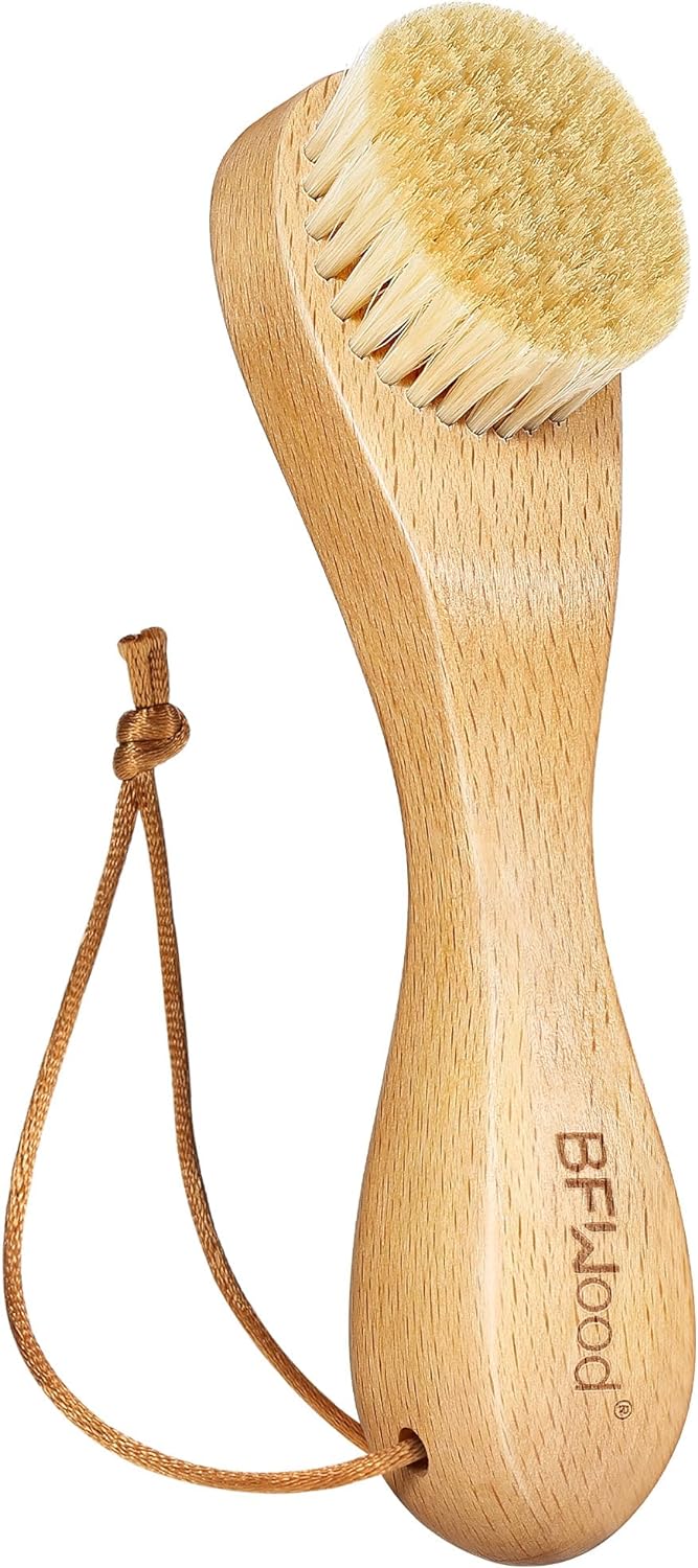 BFWood Laundry Stain Brush, Natural Soft Boar Bristles, Removes Tough Stains from Delicate Fabrics Like Knits, Cotton, and Linens, Gentle on Fabrics, No Damage