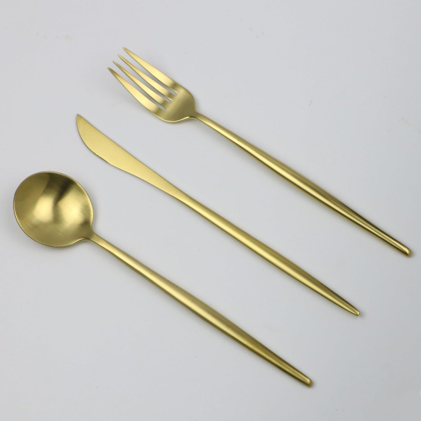 5-Pieces Luxury Gold 18/10 Stainless Steel Flatware Set, Matte Finish, Service for 1