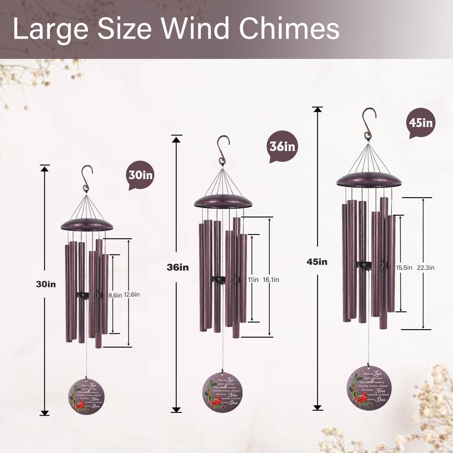 ASTARIN Personalized Cardinal Wind Chime Memorial, Customized Sympathy Wind Chimes for Loss of Loved One, in Memory of Loved Ones Lost, Bereavement Gifts Windchimes Outdoor
