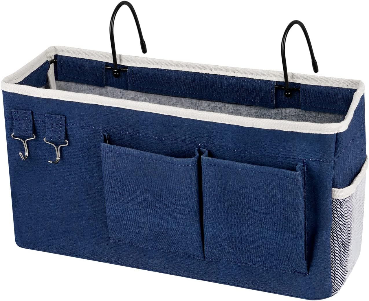 Bedside Storage Caddy/Bedside Hanging Storage Bag for Headboards Bunk Beds Dorm Rooms Book Phone Magazine Holder (Navy Blue)