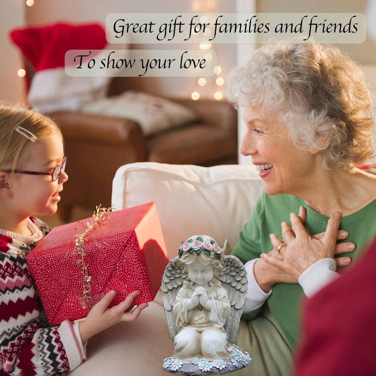 Praying Angels Figurine,Solar Garden Angel Statues, Waterproof Kneeling Angel Sculpture, Outdoor Decor Ornament for Patio Lawn Yard Balcony, Garden Gift