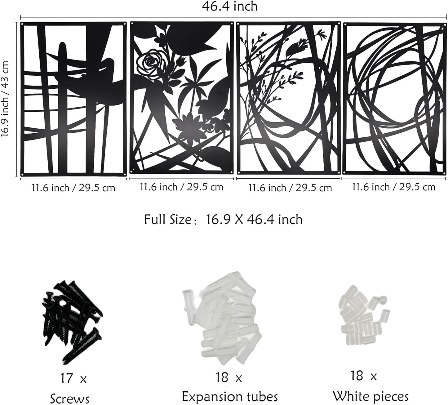 AIM & GGKK 4 Pack Black Abstract Wall Art Décor, Minimalist Décor Single Line Art Wall Decorations for Living Room Bedroom Bathroom Study (Size 17 x 11.8'')