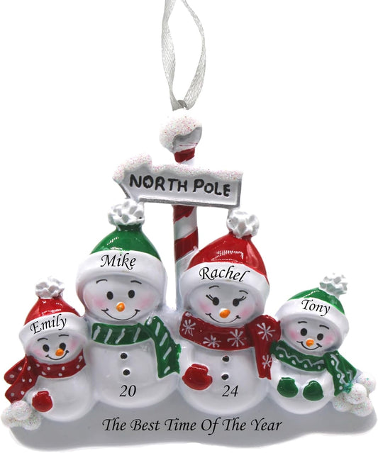 2025 Family Christmas Ornament – Personalized Ornament for Families – Custom Snowman Family Ornament – Holiday Tree Decoration Keepsake Gift (Snowman Family of 4)