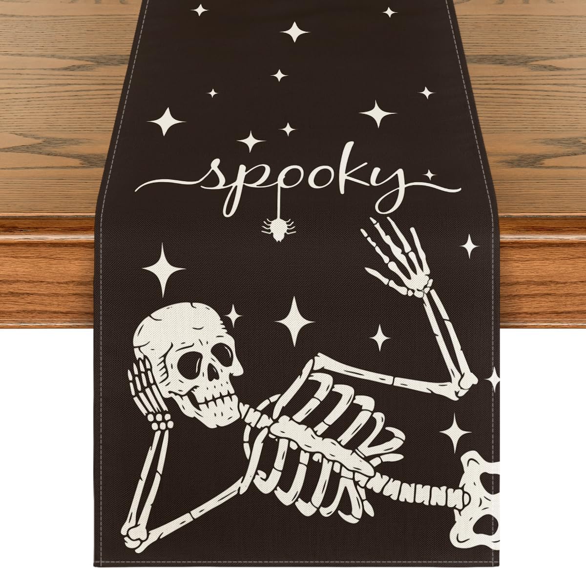Artoid Mode Spooky Skeleton Spider Bone Halloween Table Runner, Holiday Kitchen Dining Table Decoration for Home Party Decor 13 x 90 Inch